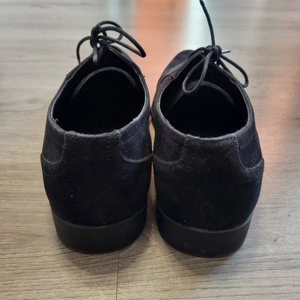 ASOS Mens Black Faux Suede Oxford Dress Shoes Lace Up Formal Almond Toe SIZE 9‎